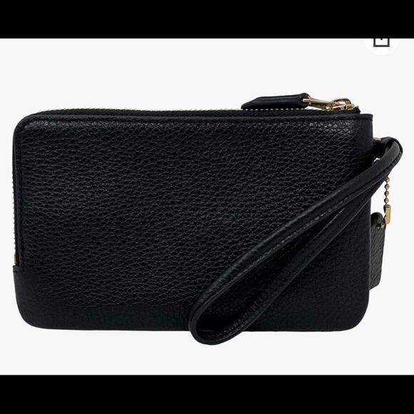 Coach wristlet black double corner zip wristlet w gold hardware - Picture 4 of 8
